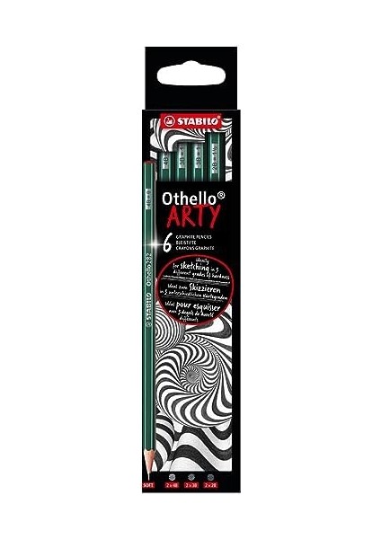 Othello Arty - Kurşun Kalem - Sertlik Derecesi Yumuşak, Her Biri 2 x 4b, 3b,2b - 6'lı Paket fiyatları