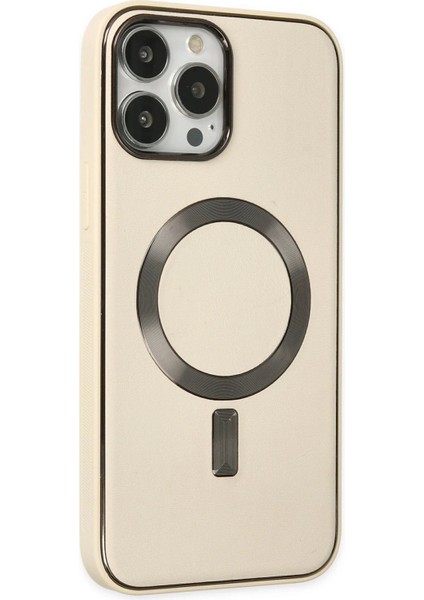 iPhone 13 Pro Kılıf Coco Deri Magneticsafe Silikon - Krem - KA9664-6279 fiyatları