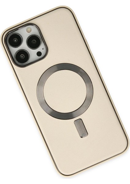 iPhone 13 Pro Kılıf Coco Deri Magneticsafe Silikon - Krem - KA9664-6279 modelleri