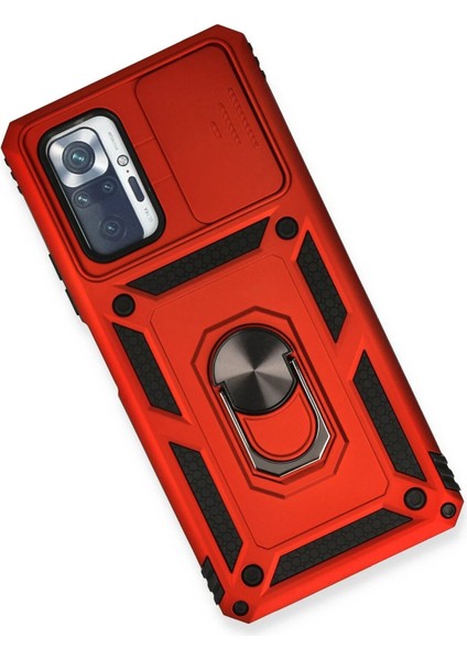 Xiaomi Redmi Note 10 Pro Kılıf Pars Lens Yüzüklü Silikon - Kırmızı - KA4902-5425