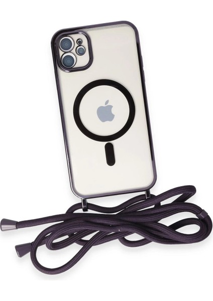 iPhone 11 Kılıf Divo Lazer Askılı Magsafe Kapak - Derin Mor - KA6769-8060 fırsatları