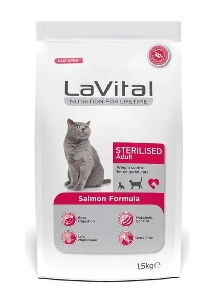 Lavital Sterilised Somonlu Kısırlaştırılmış Kedi Maması 1.5 kg