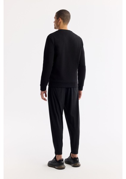 Erkek Siyah Bisiklet Yaka Baskılı Bi Stretch Interlok Sweatshirt A51y1204 fırsatları