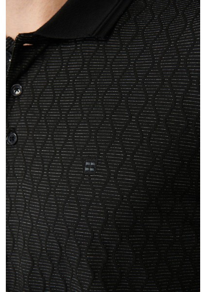 Erkek Siyah 3 Düğmeli Jakarlı Polo Yaka T-shirt A41y1051 indirimleri