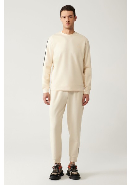 Erkek Bej Bisiklet Yaka Interlok Baskılı Sweatshirt A41y1203 indirimleri
