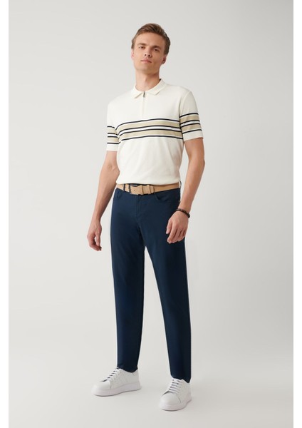 Erkek Lacivert Slim Fit Klasik Bel 5 Cep Pantolon A41Y3071