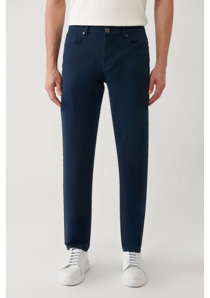 Erkek Lacivert Slim Fit Klasik Bel 5 Cep Pantolon A41Y3071