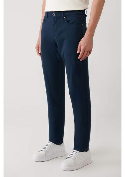 Erkek Lacivert Slim Fit Klasik Bel 5 Cep Pantolon A41Y3071