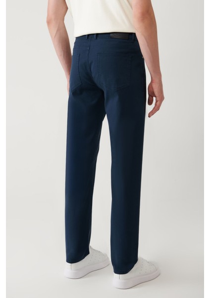 Erkek Lacivert Slim Fit Klasik Bel 5 Cep Pantolon A41Y3071