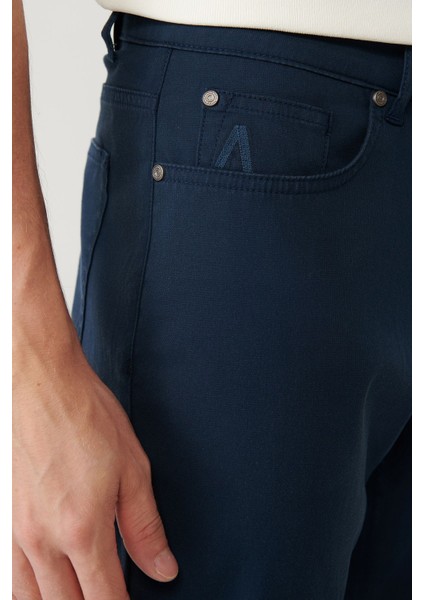 Erkek Lacivert Slim Fit Klasik Bel 5 Cep Pantolon A41Y3071