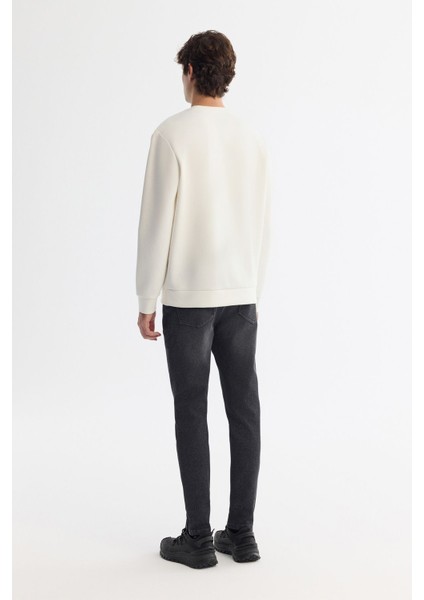 Erkek Ekru Bisiklet Yaka Pamuklu Baskılı Elastan Sweatshirt A42Y1206 fırsatları