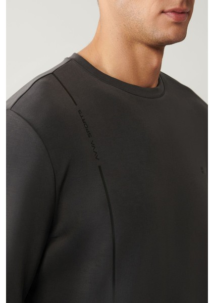 Erkek Antrasit Bisiklet Yaka Baskılı Soft Touch Sweatshirt A41y1224 indirimleri