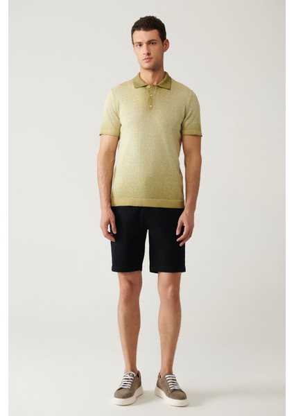 Erkek Açık Haki 3 Düğmeli Boya Efektli Polo Yaka Triko T-shirt A41y5114 indirimleri