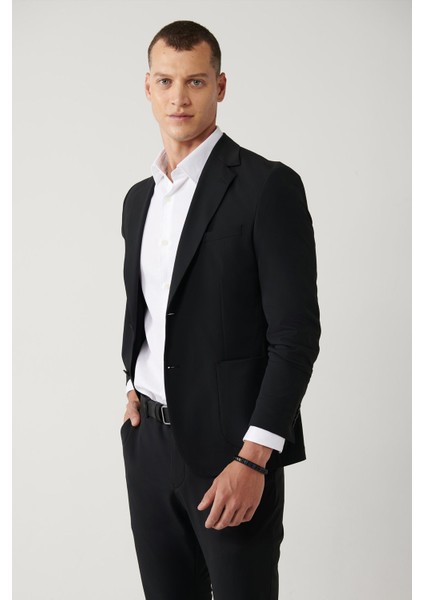 Erkek Siyah Astarsız Su Itici Bi Stretch Lightweight Ceket A41y4030