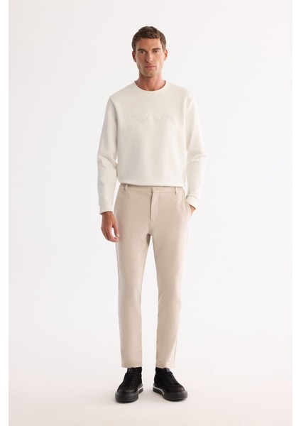Erkek Bej Slim Fit Kırışmaz Hızlı Kuruyan Beli Lastikli Ekstra Esnek Teknik Kumaş Pantolon A42Y3065