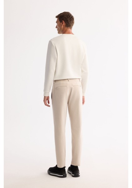 Erkek Bej Slim Fit Kırışmaz Hızlı Kuruyan Beli Lastikli Ekstra Esnek Teknik Kumaş Pantolon A42Y3065 modelleri