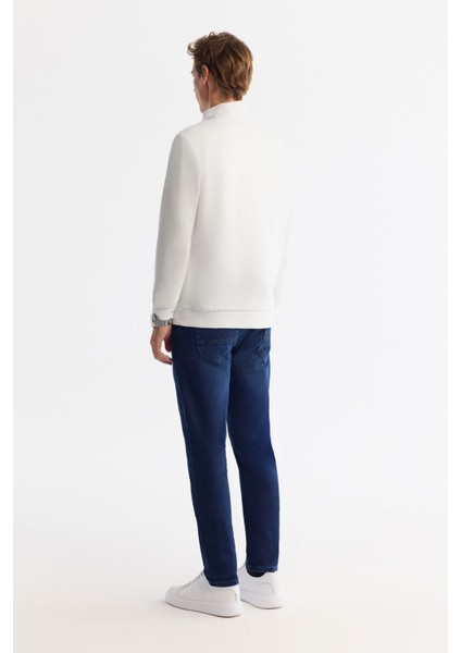 Erkek Ekru Dik Yaka Fermuarlı Baskılı Pamuklu Sweatshirt A42Y1367 fırsatları