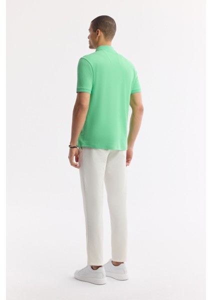Erkek Neon Yeşil Regular Fit %100 Pamuk Hızlı Kuruyan Kıvrılmayan Polo Yaka T-Shirt B001032
