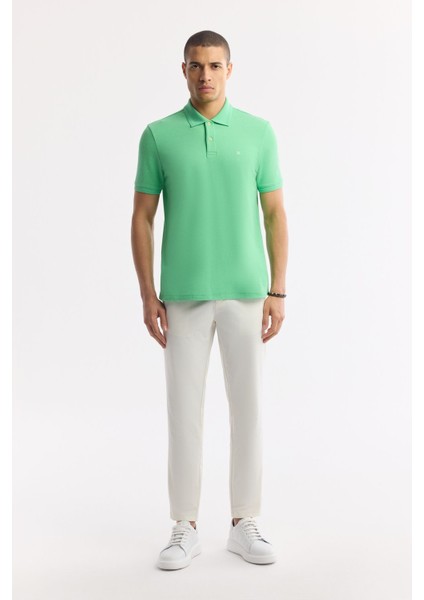 Erkek Neon Yeşil Regular Fit %100 Pamuk Hızlı Kuruyan Kıvrılmayan Polo Yaka T-Shirt B001032