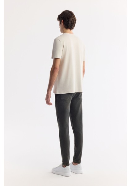 Erkek Bej Regular Fit Soft Touch Bisiklet Yaka Düz Modal T-Shirt B001171