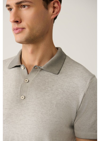 Erkek Gri 3 Düğmeli Boya Efektli Polo Yaka Triko T-shirt A41y5114 fiyatları