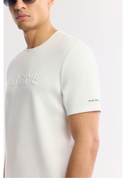 Erkek Beyaz Bisiklet Yaka Jakarlı T-shirt A41y1167 fiyatları