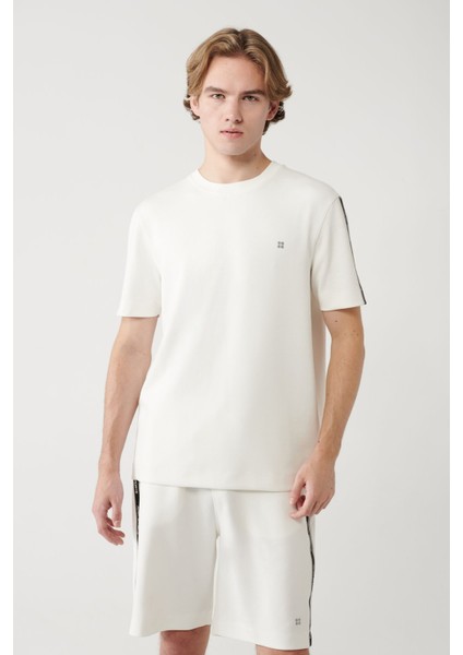 Erkek Beyaz Soft Touch Bisiklet Yaka Baskılı T-Shirt A41Y1327 modelleri