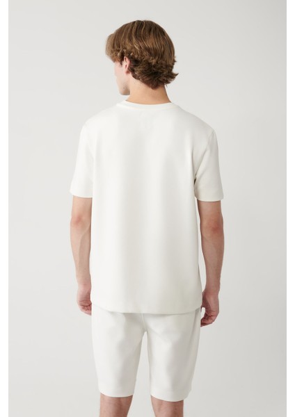 Erkek Beyaz Soft Touch Bisiklet Yaka Baskılı T-Shirt A41Y1327 fırsatları