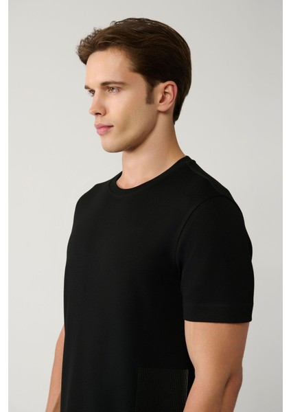 Erkek Siyah Baskılı Bisiklet Yaka Soft Touch T-shirt A41y1328 fiyatları