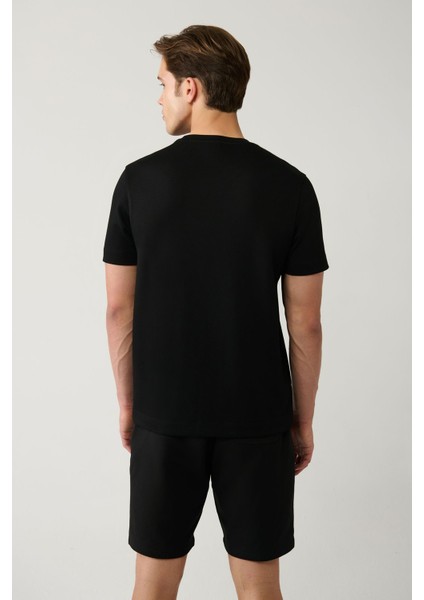 Erkek Siyah Baskılı Bisiklet Yaka Soft Touch T-shirt A41y1328 fırsatları