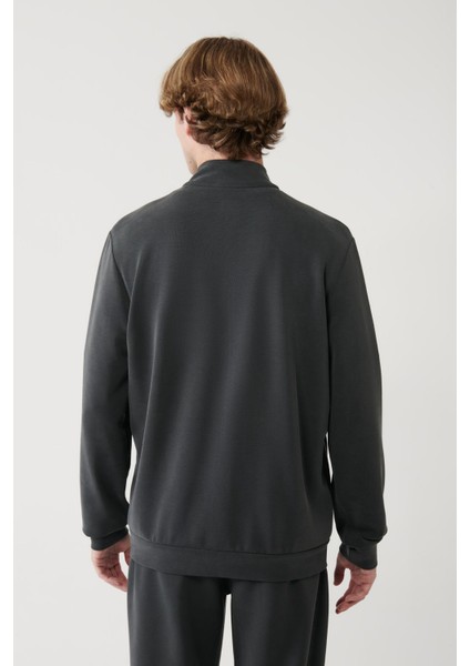 Erkek Antrasit Dik Yaka Baskılı Soft Touch Baskılı Sweatshirt A41y1225 fırsatları
