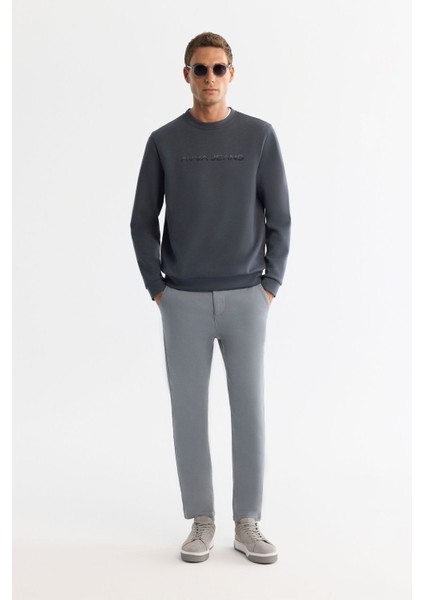 Erkek Antrasit Bisiklet Yaka Pamuklu Baskılı Elastan Sweatshirt A42y1221 fırsatları