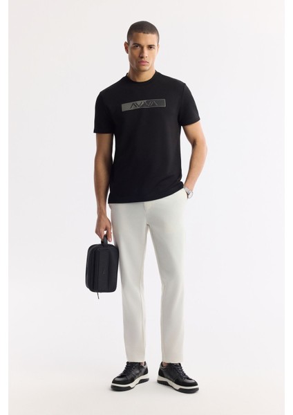 Erkek Siyah Regular Fit Bisiklet Yaka Baskılı İnterlok T-Shirt A51Y1089
