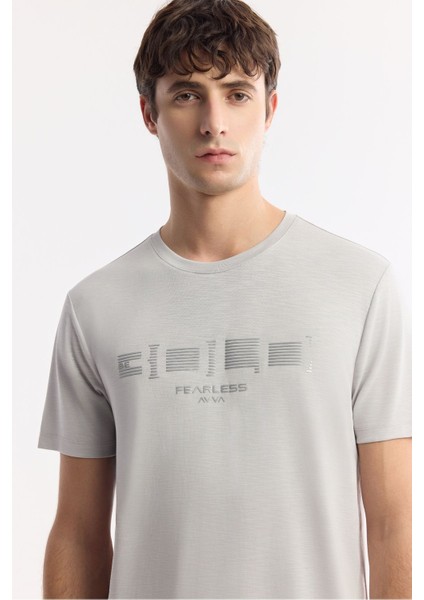 Erkek Açık Gri Bisiklet Yaka Baskılı Shoft Touch Flamlı T-Shirt A51Y1138 fiyatları