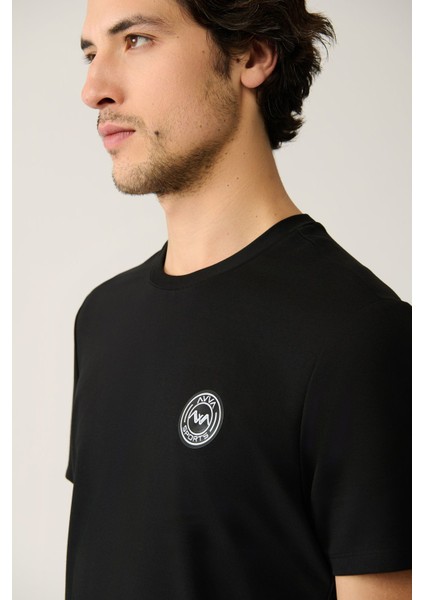 Erkek Siyah Bisiklet Yaka Jersey Kumaş Garnili T-shirt A41y1114 fiyatları