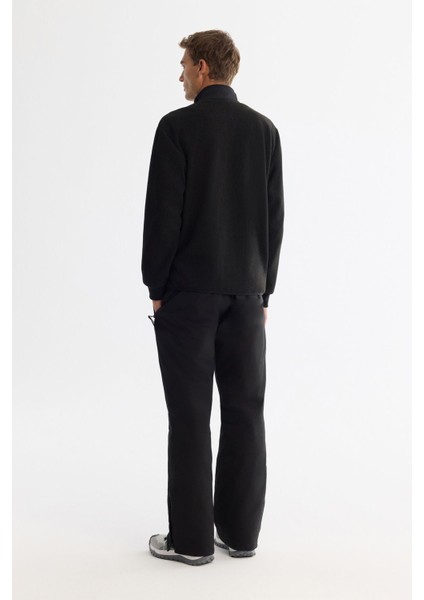 Erkek Siyah Soğuğa Dayanıklı Dik Yaka Fermuarlı Polar Sweatshirt A42y1311 fırsatları