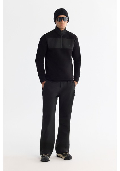 Erkek Siyah Soğuğa Dayanıklı Fermuarlı Dik Yaka Polar Sweatshirt A42y1380 indirimleri