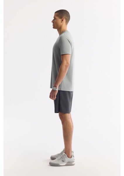Erkek Gri Bisiklet Yaka Hareketli Hologram Baskılı Shoft Touch T-Shirt A51Y1031 modelleri