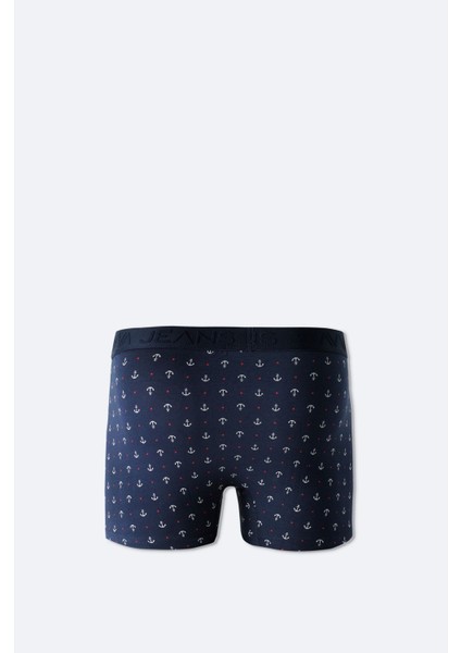 Erkek Lacivert Çapa Desenli Tekli Boxer A51Y9501