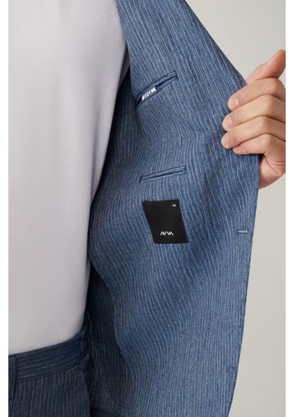Erkek Mavi Astarsız Linen Touch Takım Elbise Ceketi A41Y4060 indirimleri