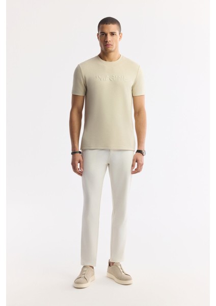 Erkek Bej Bisiklet Yaka Jakarlı T-shirt A41y1167 fırsatları