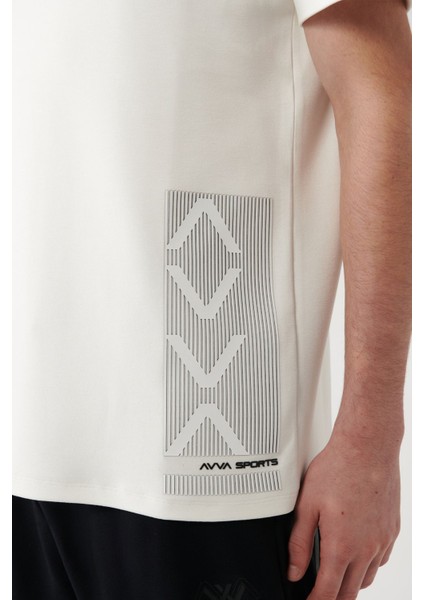 Erkek Beyaz Baskılı Bisiklet Yaka Soft Touch T-shirt A41y1328 modelleri