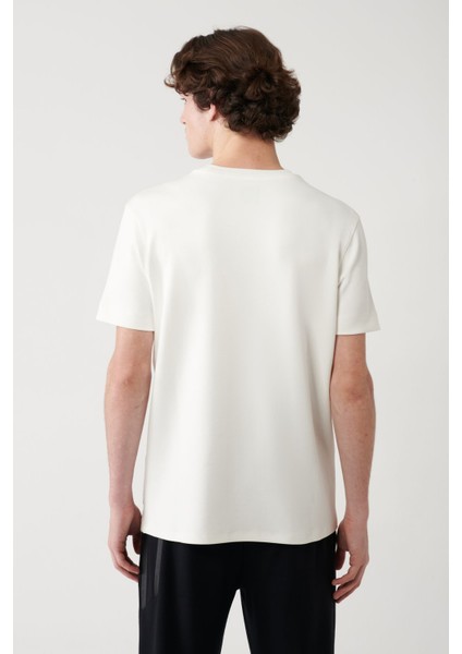 Erkek Beyaz Baskılı Bisiklet Yaka Soft Touch T-shirt A41y1328 fırsatları
