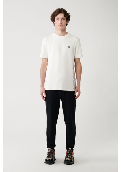 Erkek Beyaz Baskılı Bisiklet Yaka Soft Touch T-shirt A41y1328