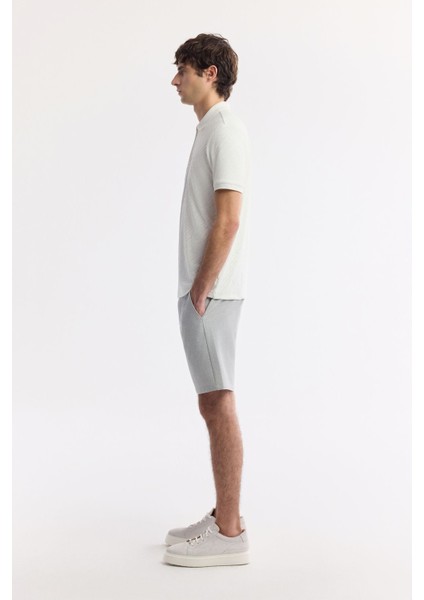 Erkek Beyaz Fermuarlı Polo Yaka Jakarlı T-Shirt A51Y1090 modelleri