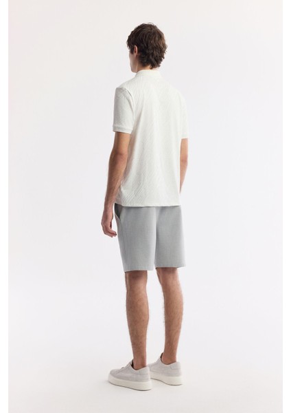 Erkek Beyaz Fermuarlı Polo Yaka Jakarlı T-Shirt A51Y1090 fırsatları