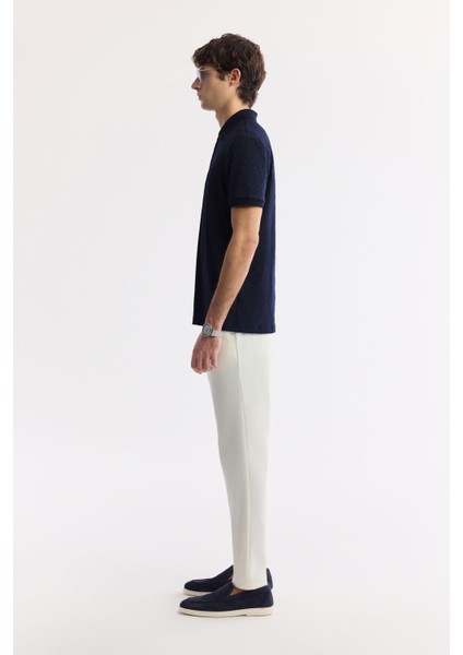 Erkek Lacivert Fermuarlı Polo Yaka Jakarlı T-Shirt A51Y1090 modelleri