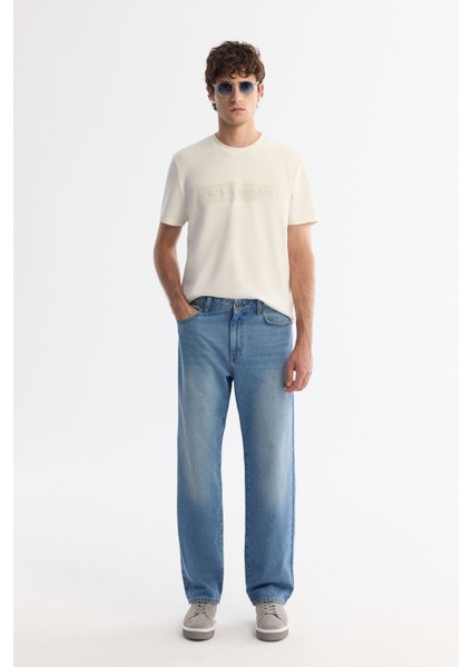 Erkek Mavi Tokyo Straight Fit Eskitme Yıkama Jean Pantolon A42Y3535