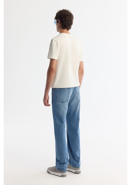 Erkek Mavi Tokyo Straight Fit Eskitme Yıkama Jean Pantolon A42Y3535 modelleri