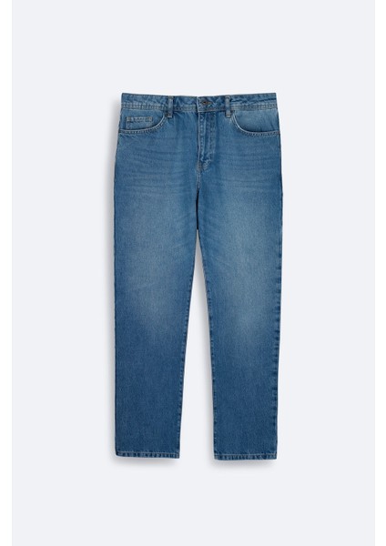 Erkek Mavi Tokyo Straight Fit Eskitme Yıkama Jean Pantolon A42Y3535